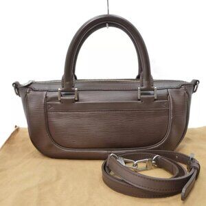 Auth LOUIS VUITTON Epi Dhanura PM Hand Bag M5891D Dark Brown Leather #36632346